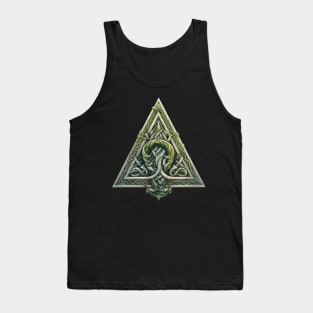 Norse Mythology Symbol Triangle Floral Wooden Tank Top